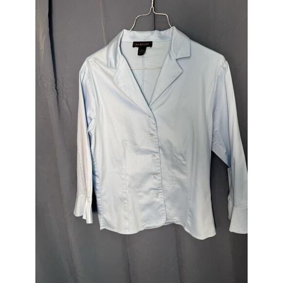Harold’s Women’s light blue button down blouse. classic long sleeve size 12 Y2k - Picture 1 of 2